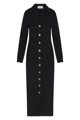 aubrey black wool knitted cardigan dress Clothing: Mini Dresses: 'Aubrey' Black Wool Knitted Cardigan Dress