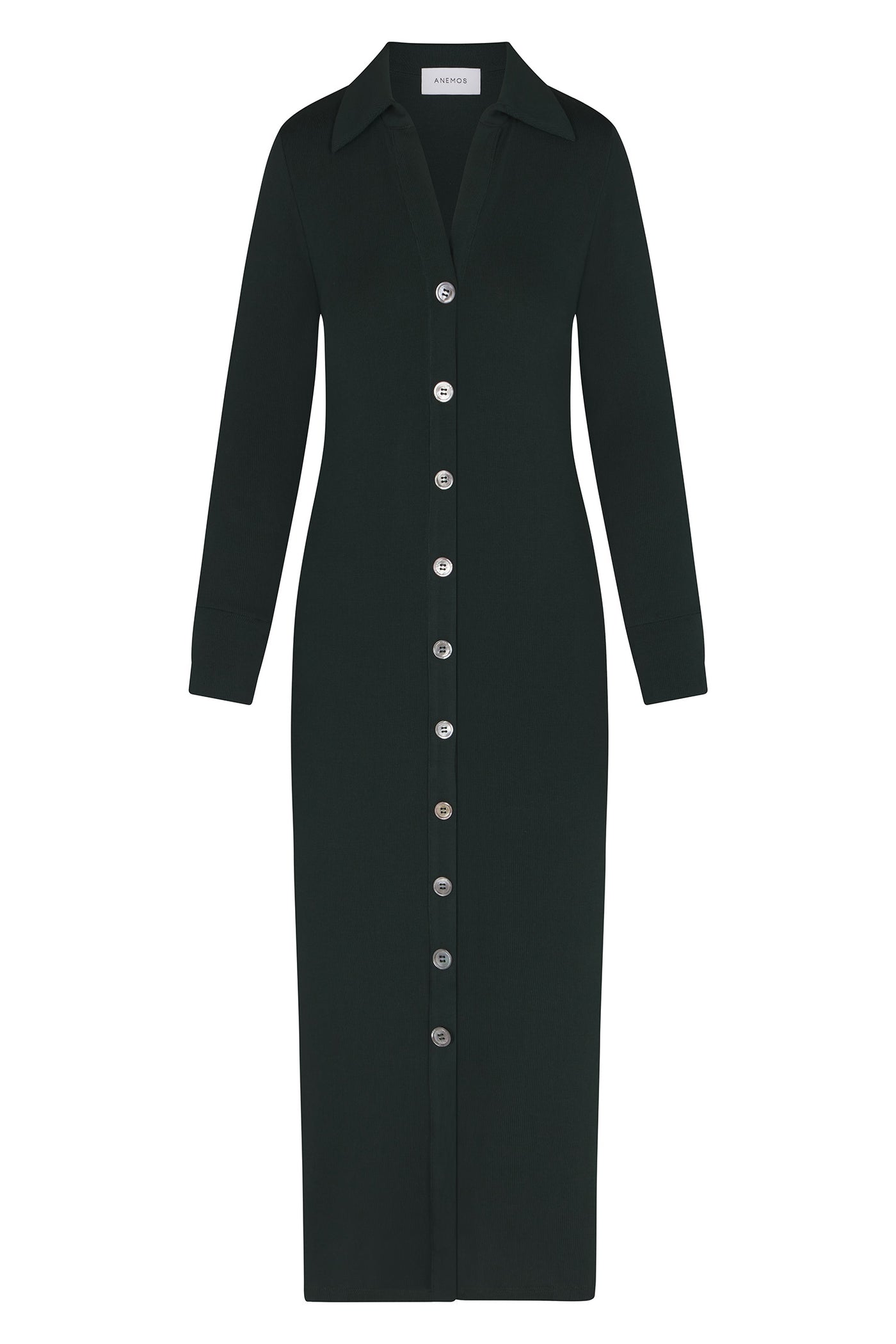Anemos | Cardigan Midi Dress in Modal Knit Dark Green / XL Anemos | Cardigan Midi Dress in Modal Knit Dark Green / XL