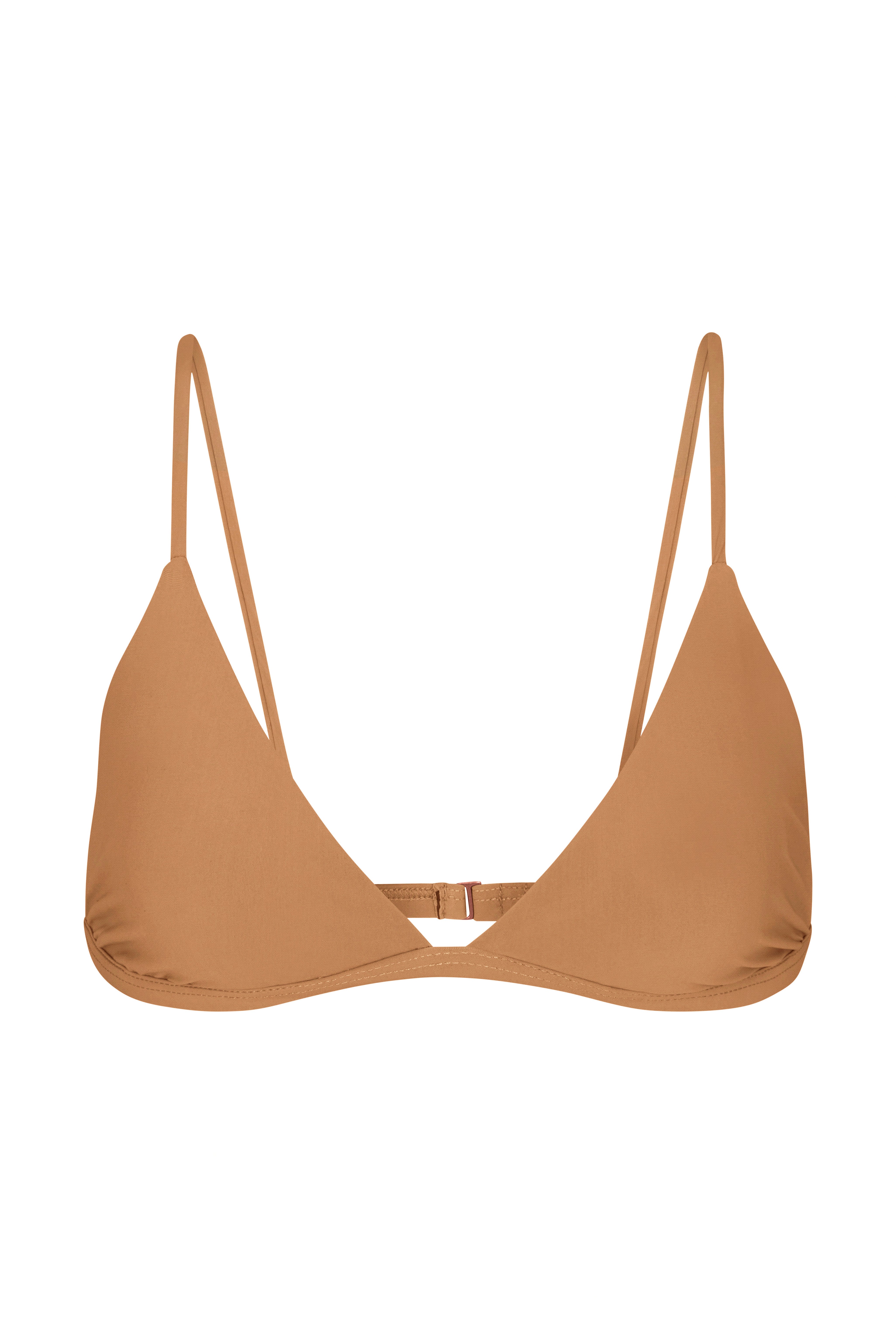 Classic Triangle Bikini Top Umber on White Background