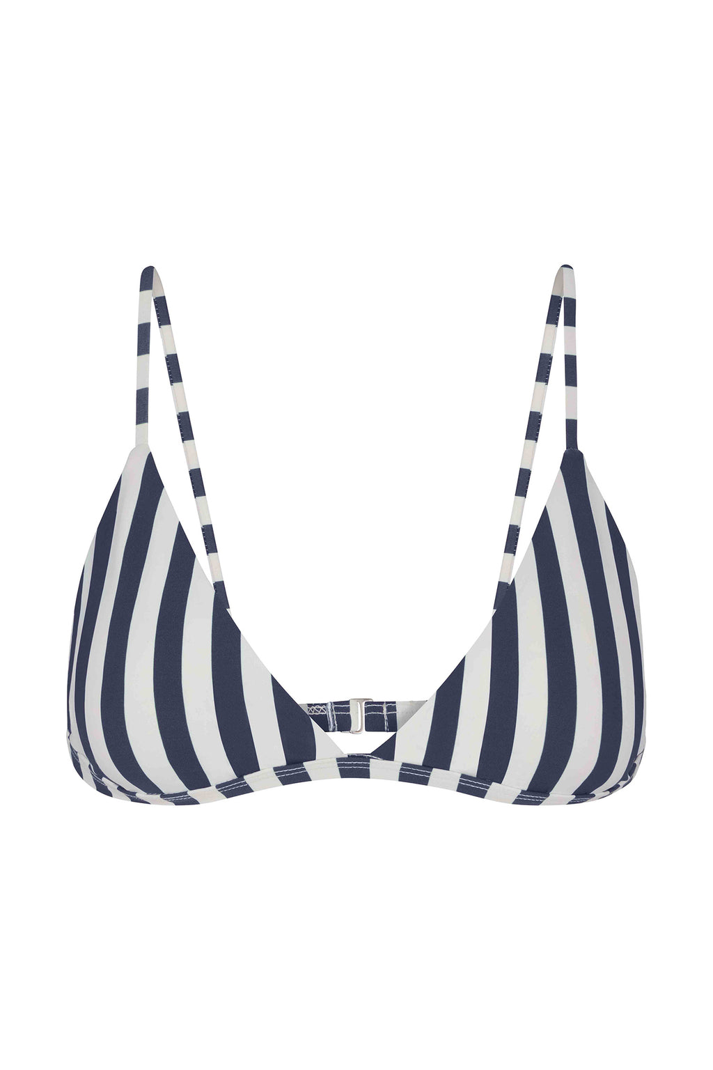Classic Triangle Bikini Top Marine Vertical Stripes