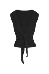 Open Back Tie Top in Stretch Twill