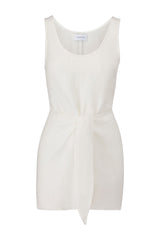 D.K. Mini Dress in Linen Cupro White on White Background