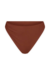 Draped Asymmetric Midi Bikini Bottom Sienna on White Background