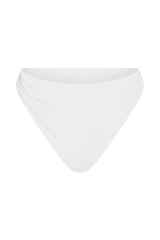 Draped Asymmetric Midi Bikini Bottom White on White Background