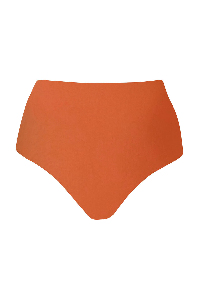 High-Waist Bikini Bottom Vintage Orange on white background