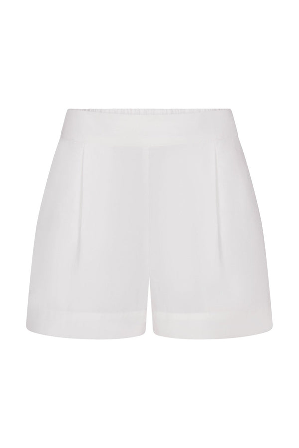 High-Waist Short Short in stretch cotton on a white background. Comfortable, versatile, and perfect for casual summer or everyday wear.