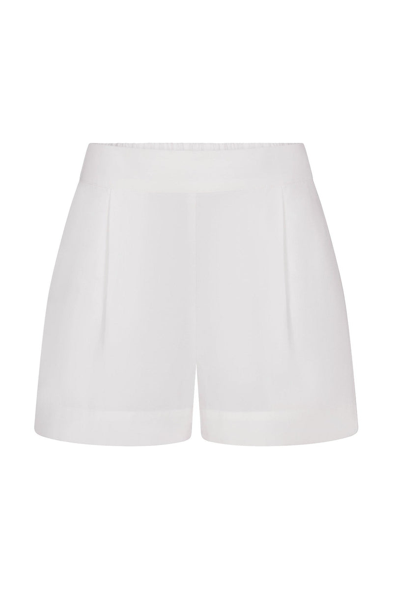 High-Waist Short Short in stretch cotton on a white background. Comfortable, versatile, and perfect for casual summer or everyday wear.