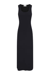 Hume Tank Maxi Dress Black in Stretch Twill on white background