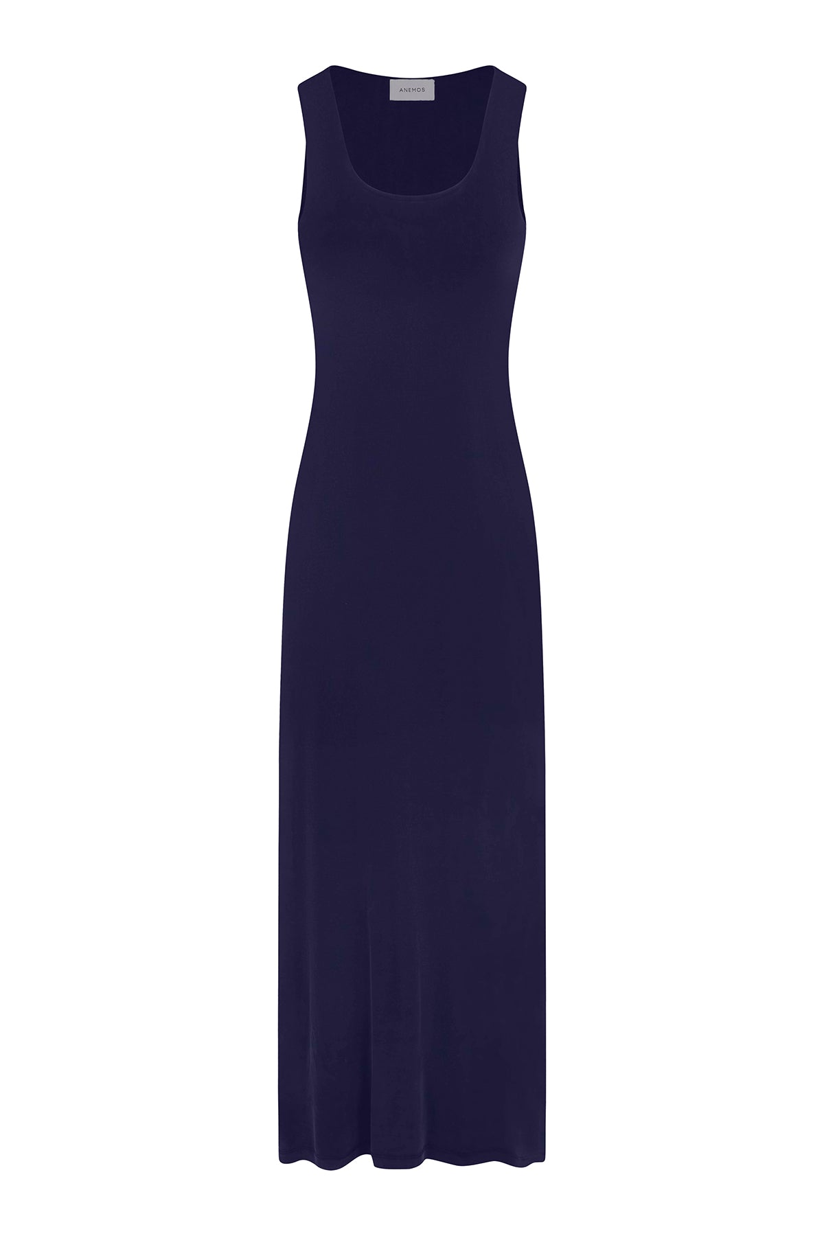 Hume Tank Maxi Dress in Luxe Cupro Jersey Marine on White Background
