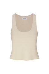 Hume Tank Top in Stretch Suiting Off-White on White Background
