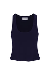 Hume Tank Top in Stretch Twill Marine on White Background