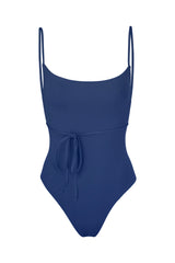 K.M. Tie One-Piece Azure on White Background