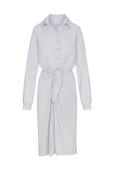L.A. Button-Down Wrap Midi Dress in stretch cotton, a tailored wrap midi dress with a shirt-inspired silhouette.