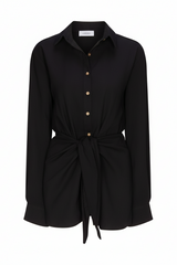 L.A. Button-Down Wrap Mini Dress in stretch cotton on a white background. Flattering, versatile, and perfect for casual daytime or summer outings.