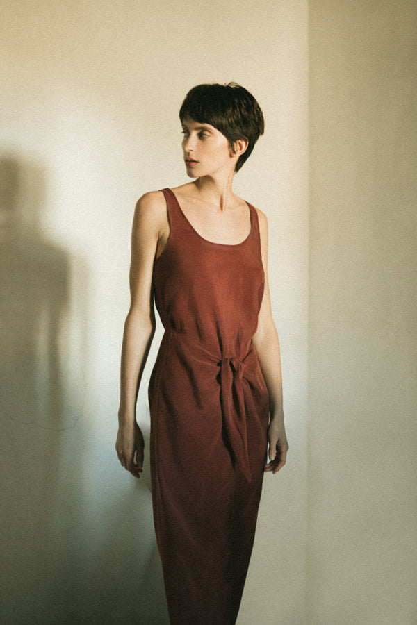 The D.K. Midi Wrap Dress in Linen Cupro