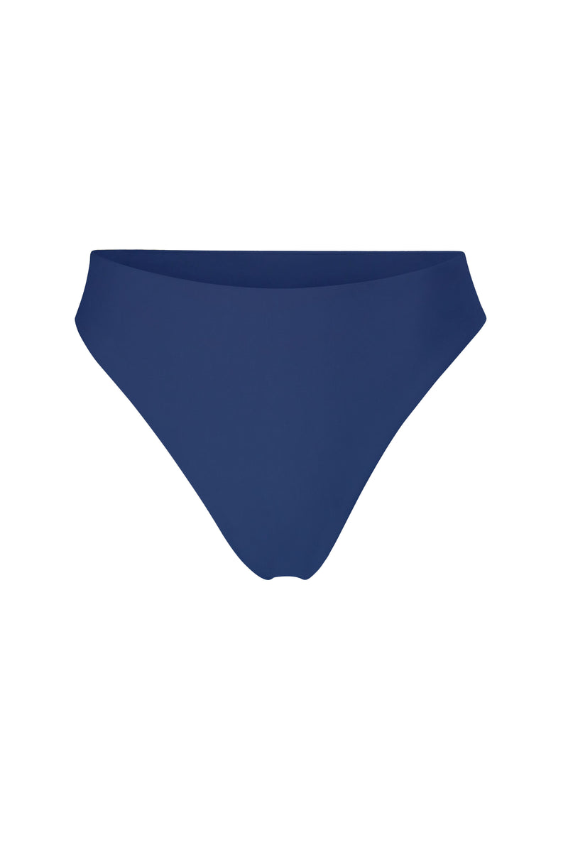 Midi High-Cut Bikini Bottom Azure on White Background
