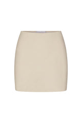 Mini Skirt in Stretch Suiting Off-White on White Background