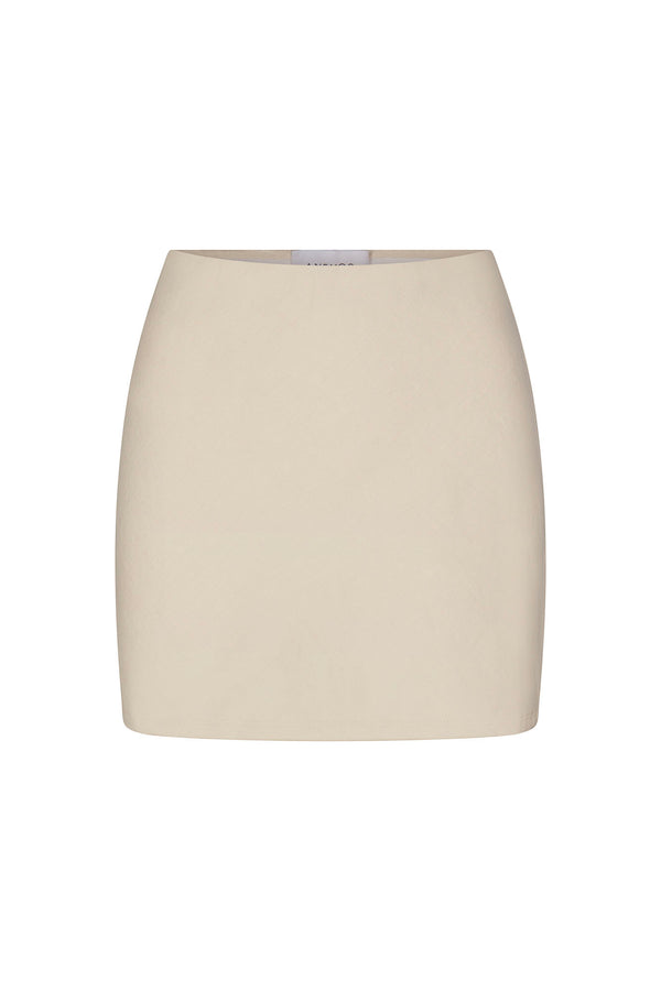 Mini Skirt in Stretch Suiting Off-White on White Background