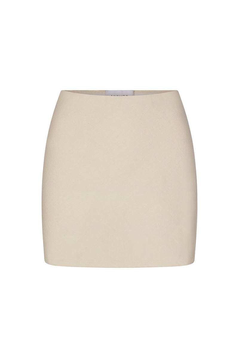 Mini Skirt in Stretch Suiting Off-White on White Background