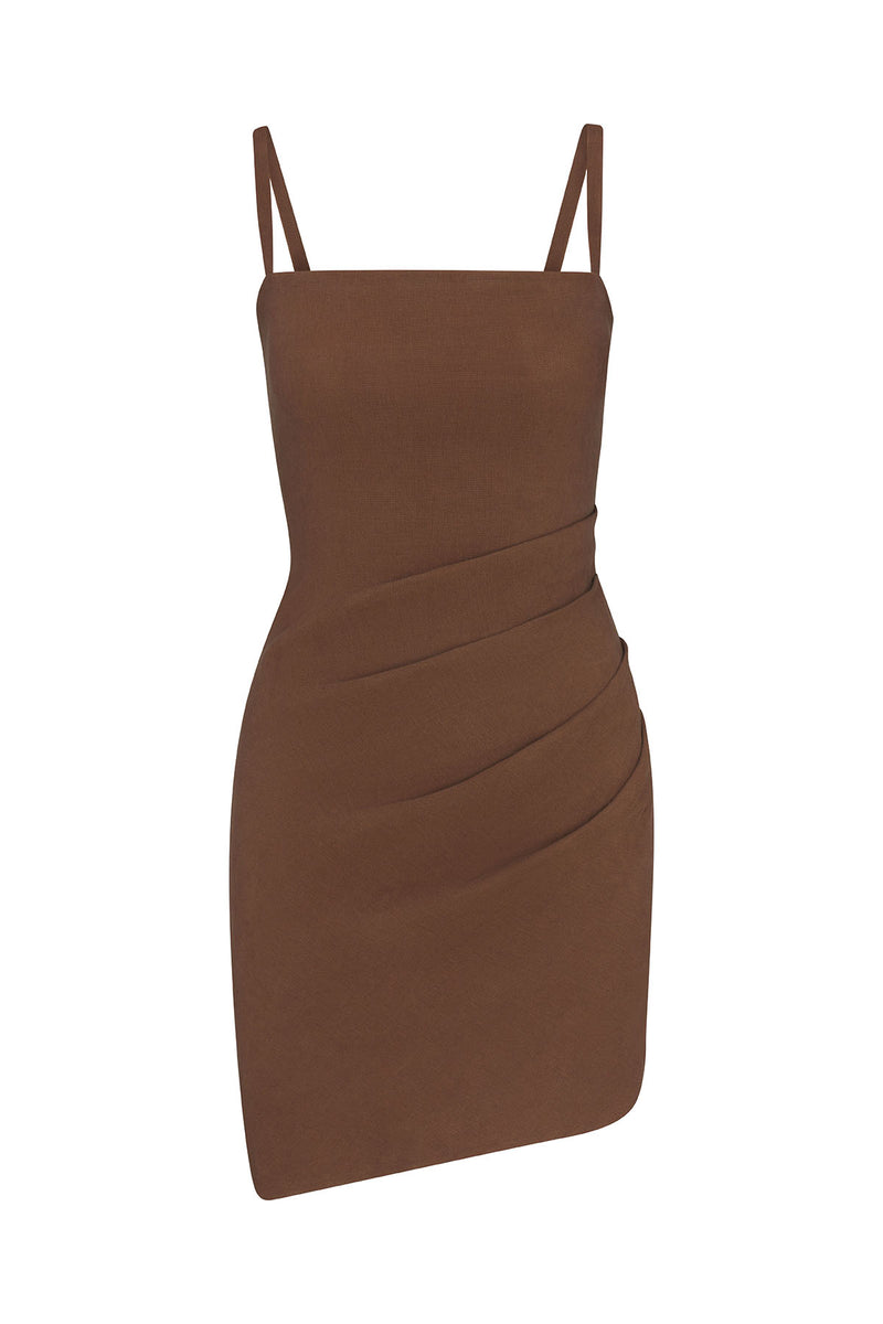 PREORDER: Nadege Draped Mini Dress in Stretch Suiting