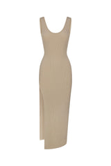 Open Back Maxi Tank Dress with Side Slit in Tencel Rib Knit