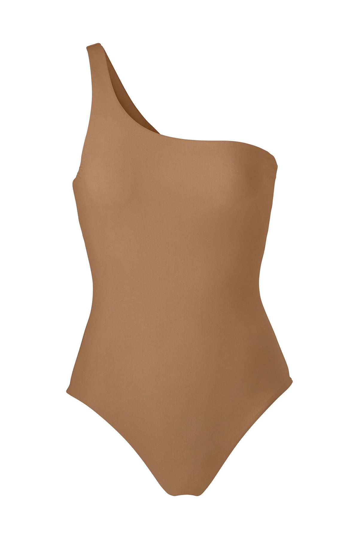 One-Shoulder One-Piece Sandstone on White Background