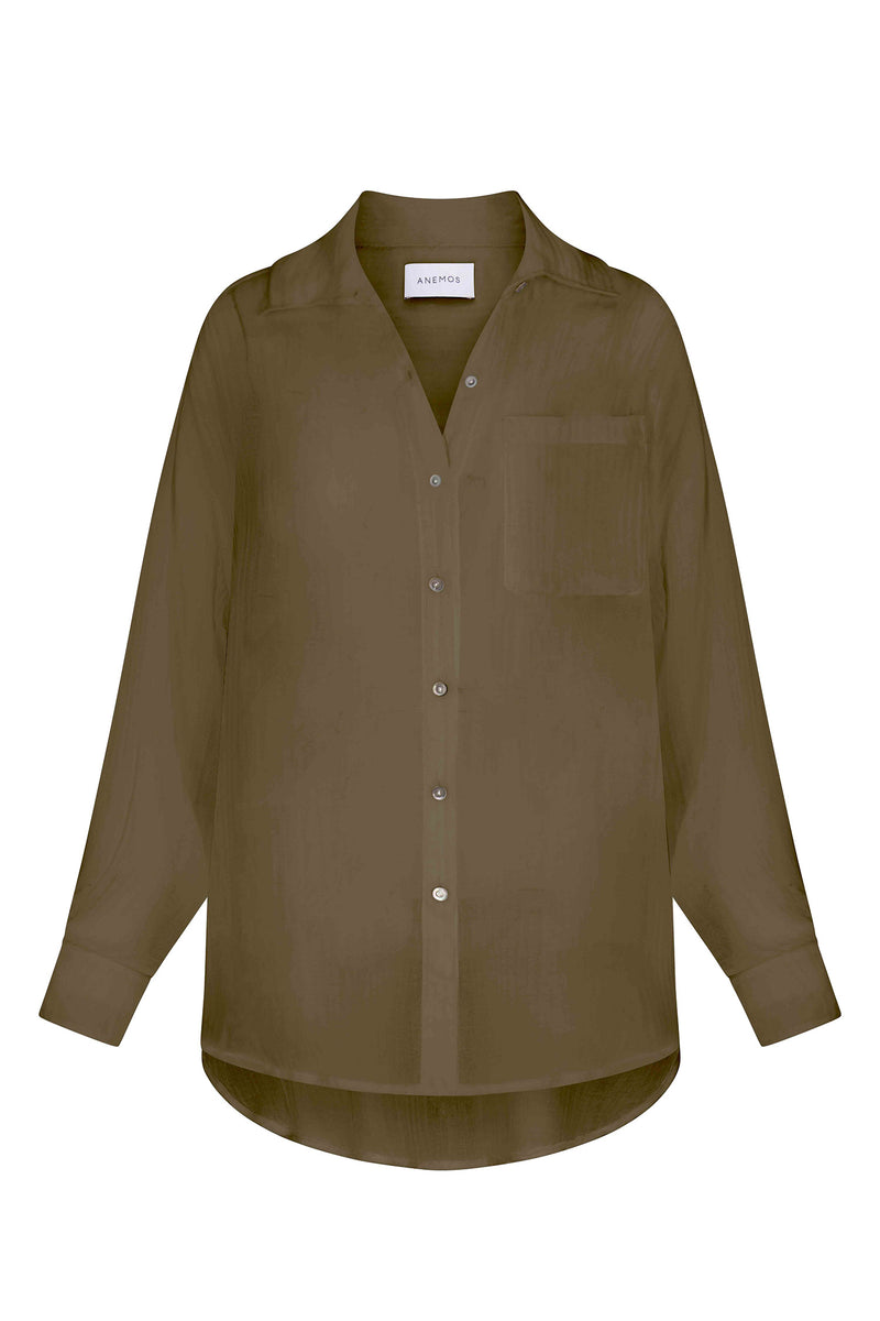 Pool Shirt Button-Down Tunic Bamboo Gauze