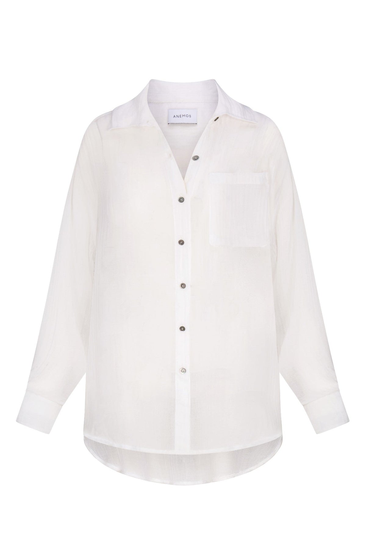 Pool Shirt Button-Down Tunic in Woven Bamboo Cotton Gauze – Anemos