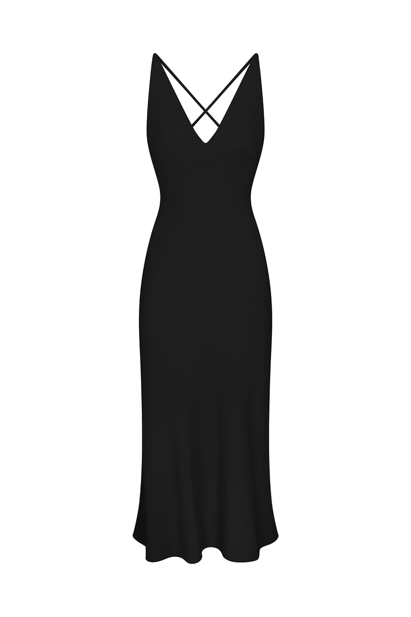 PREORDER: Plunging Bias-Cut Dress in Stretch Twill