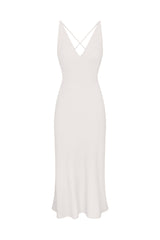 PREORDER: Plunging Bias-Cut Dress in Stretch Twill