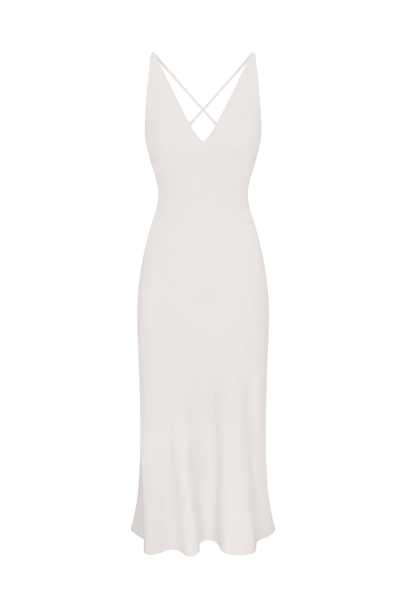 PREORDER: Plunging Bias-Cut Dress in Stretch Twill