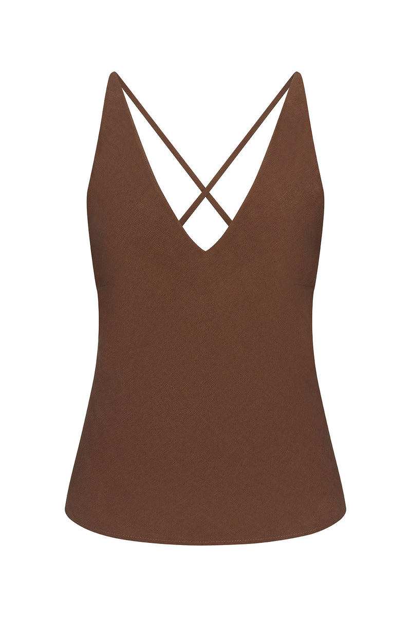 PREORDER: Plunging Bias-Cut Top in Stretch Suiting