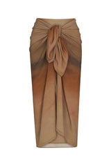 Featuring a lightweight pleated leopard-print design with a self-tie wrap. This versatile, semi-sheer cover-up can be styled as a halter dress or tied around the waist as a skirt for an elegant beach look.