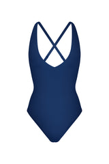 Plunging One-Piece Azure on white background