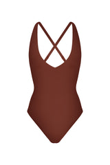 Plunging One-Piece Sienna on white background