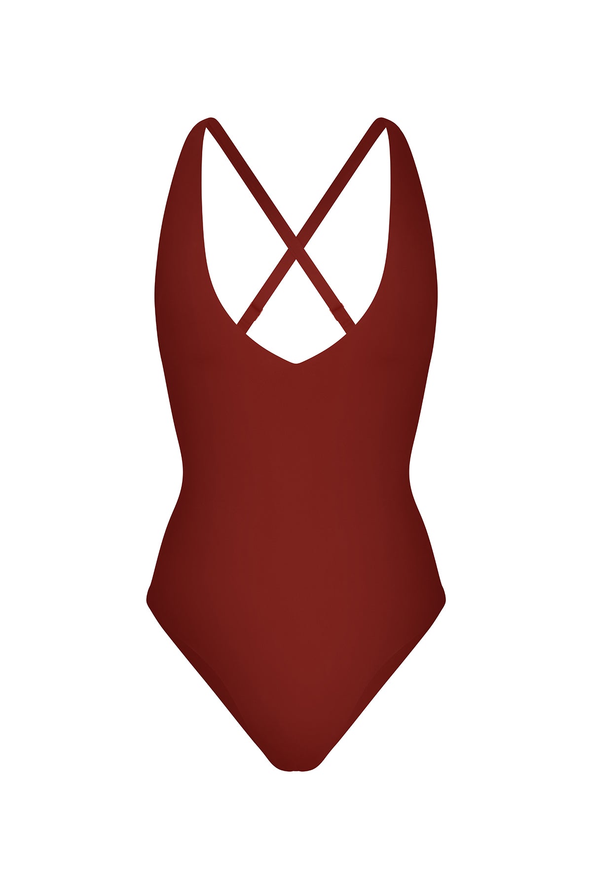Plunging One-Piece Umber on white background