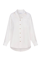 Pool Shirt Button-Down Tunic in stretch cotton on a white background. Relaxed, lightweight, and ideal for casual summer or resort wear.