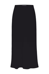 Rey Bias-Cut Skirt in Stretch Twill Black on White Background