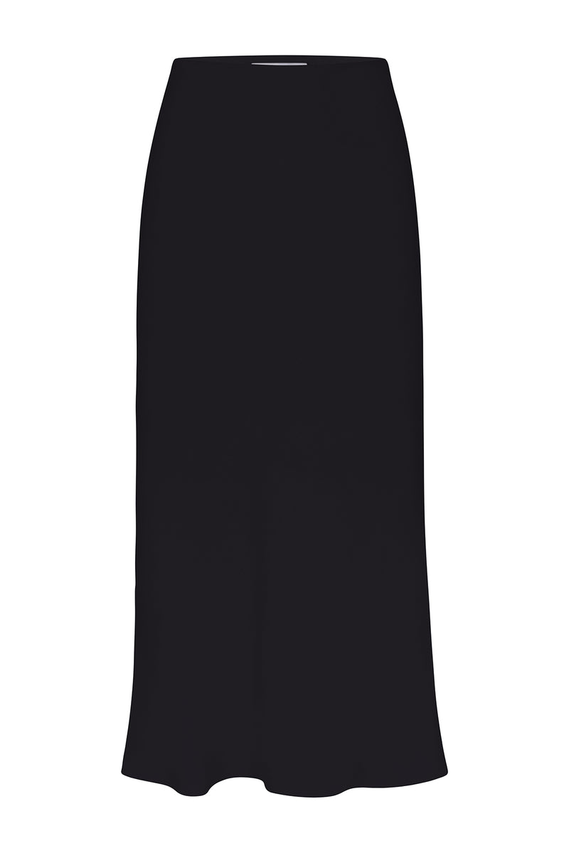 Rey Bias-Cut Skirt in Stretch Twill Black on White Background