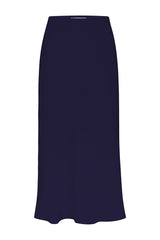 Rey Bias-Cut Skirt in Stretch Twill Marine on White Background