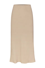 Rey Bias-Cut Skirt in Stretch Twill Taupe on White Background