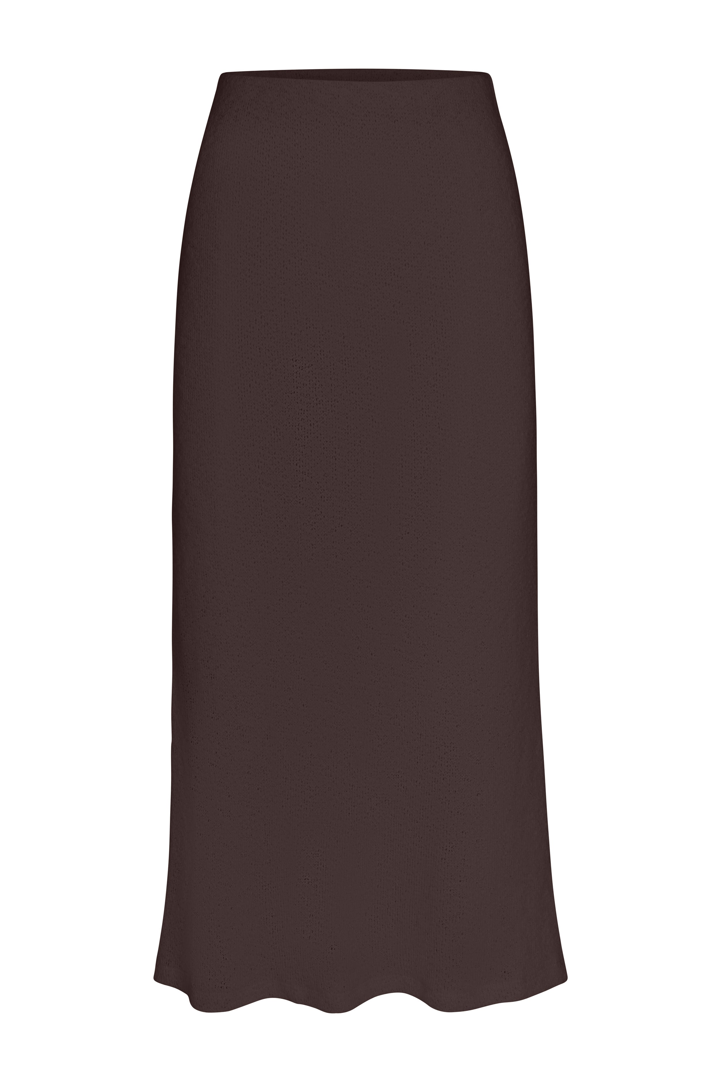 Rey Midi Skirt in cream cotton crochet knit with a textured finish, fluid drape, and elegant mid-length silhouette.