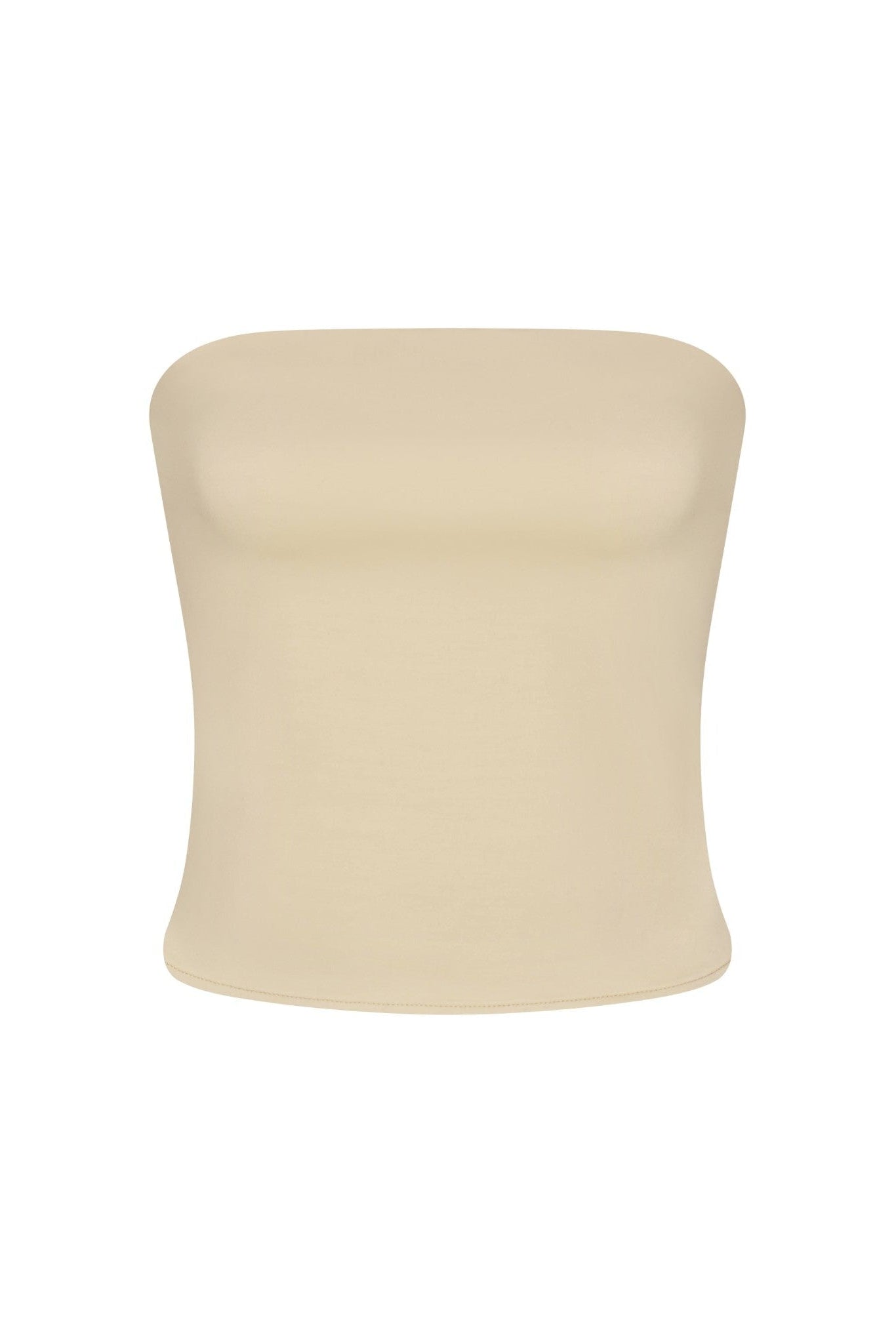 Ritts Strapless Top in fluid stretch sateen on a white background. Sleek, versatile, and perfect for chic summer or evening outfits.