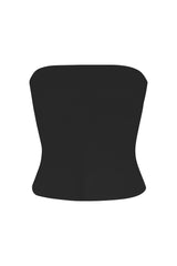 Ritts Strapless Top in Stretch Twill Black on White Background