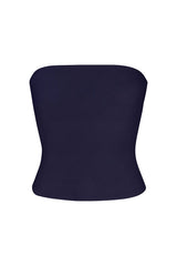 Ritts Strapless Top in Stretch Twill Marine on White Background