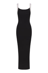 Anemos | Square Neck Maxi Tank Dress Contrast Strap Jersey Black & White / XS Anemos | Square Neck Maxi Tank Dress Contrast Strap Jersey Black & White / XS