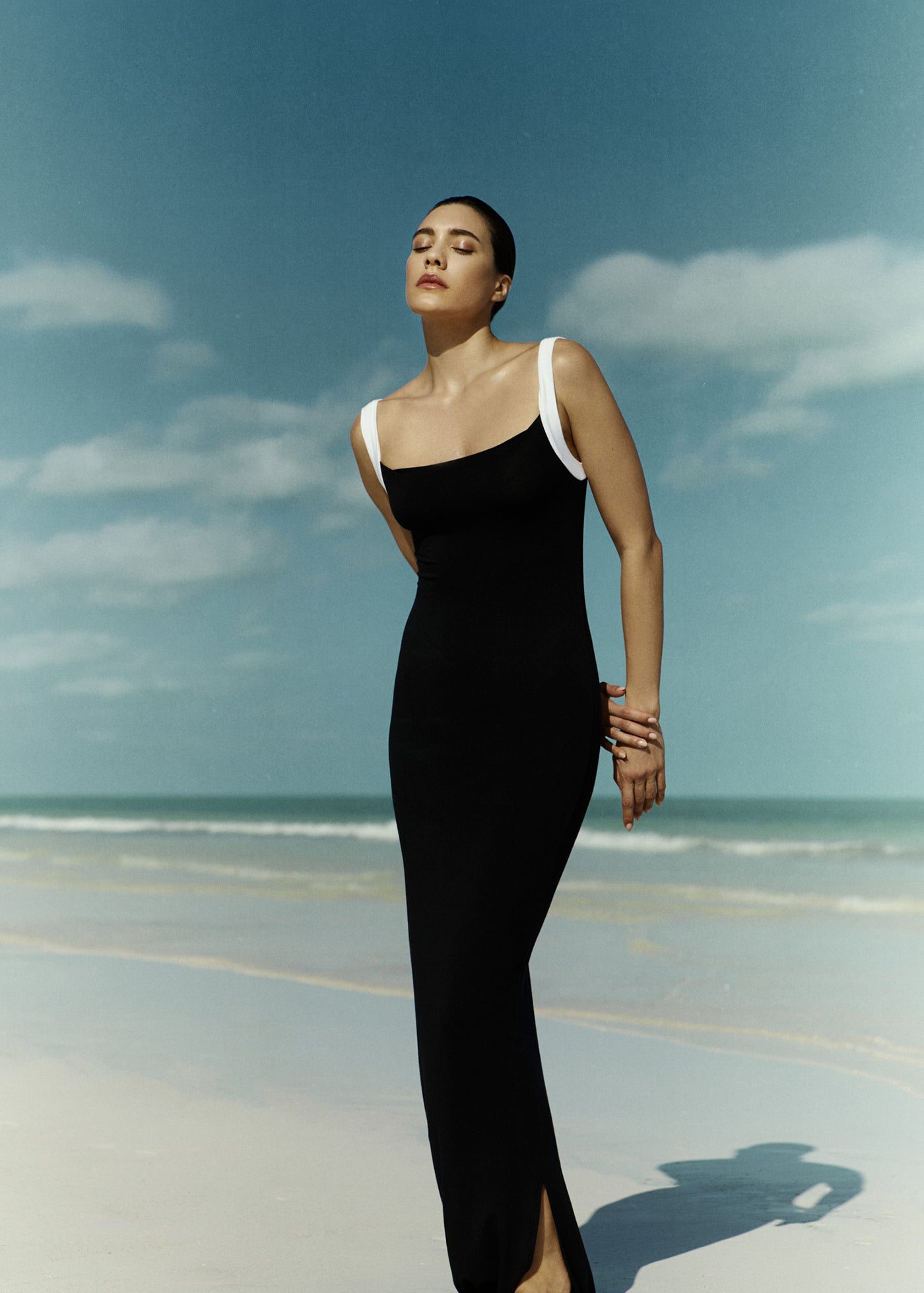 Square Neck Maxi Tank Dress Contrast