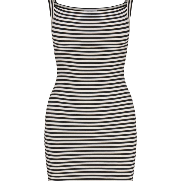 Square Neck Mini Tank Dress In Black & White Stripe Jersey – Anemos