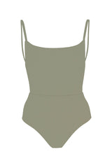 Square Neck Open Back One-Piece Laurel on White Background