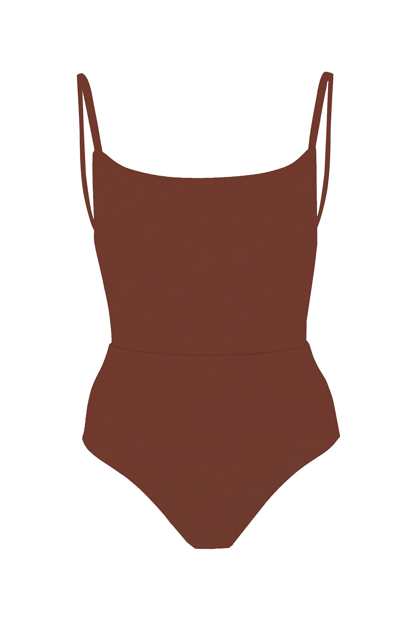 Square Neck Open Back One-Piece Sienna on White Background
